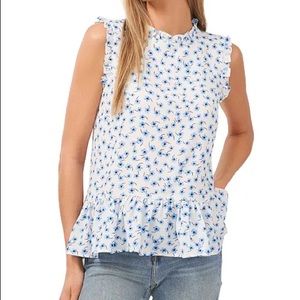 CECE Brooke Ditsy Ruffle Top Blouse Size M New Without Tag